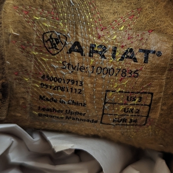 Ariat Boot Boys 3 Workhog Western Cowboy Cowgirl Kid Youth Brown Leather 1007836 - Picture 8 of 12